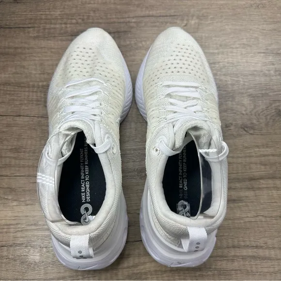 Nike~Mens React Infinity Run Flyknit 2~ White Running Shoes~Size 9