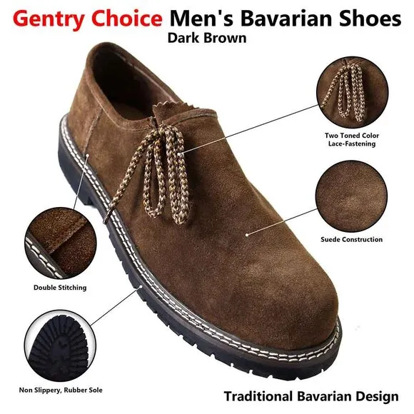 Oktoberfest Men Shoes Dark Brown German Costume Bavarian Shoes NEW
