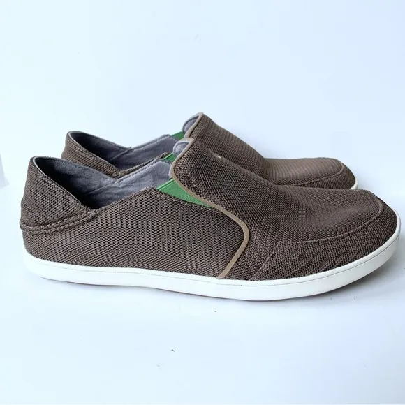 OluKai Men’s Nohea Mesh Slip-On Size 12 Brown Shoe Sandal Rubber Breathable