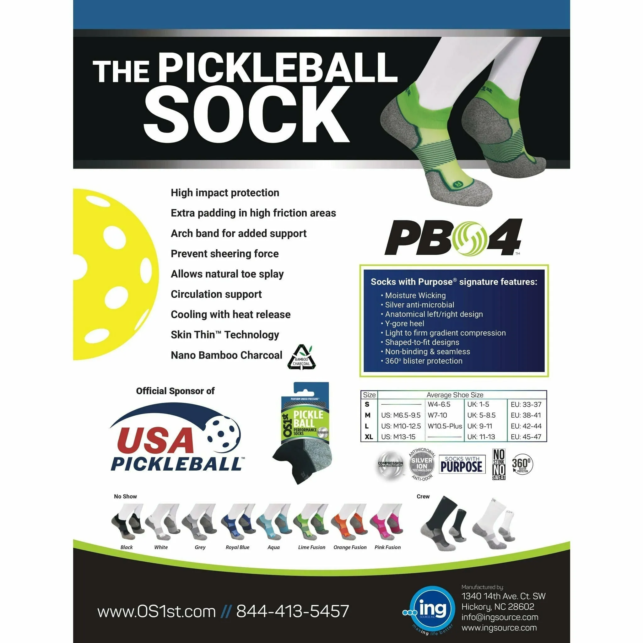 OS1st Pickleball No Show Socks