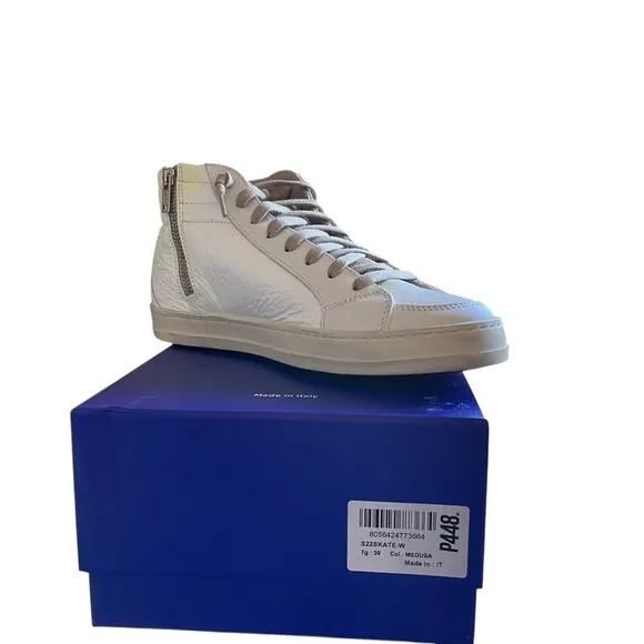 P448 Skate Medusa White Leather High Top Sneakers New in Box