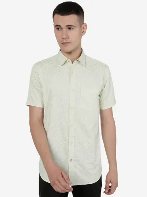 Pastel Yellow Printed Slim Fit Casual Shirt | JadeBlue