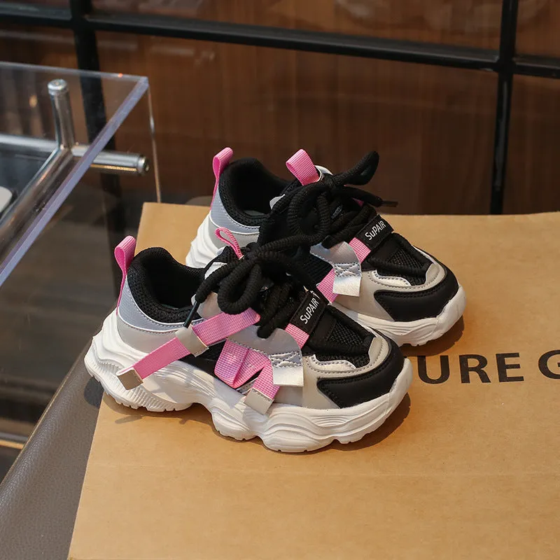 Patch Detailed Velcro Closure Sport Shoes - Black & Pink