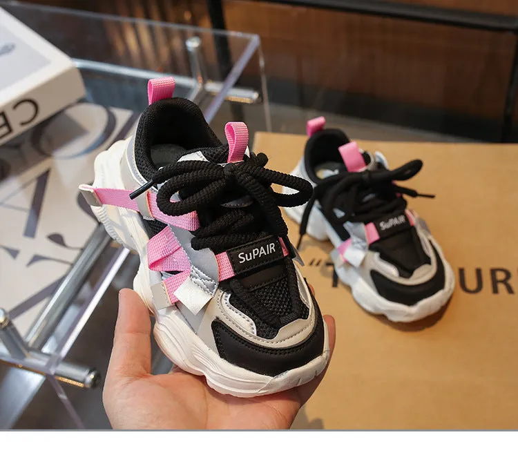 Patch Detailed Velcro Closure Sport Shoes - Black & Pink