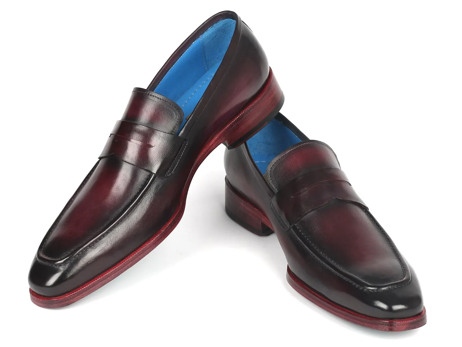 Paul Parkman Men's Burnished Penny Loafers in Purple