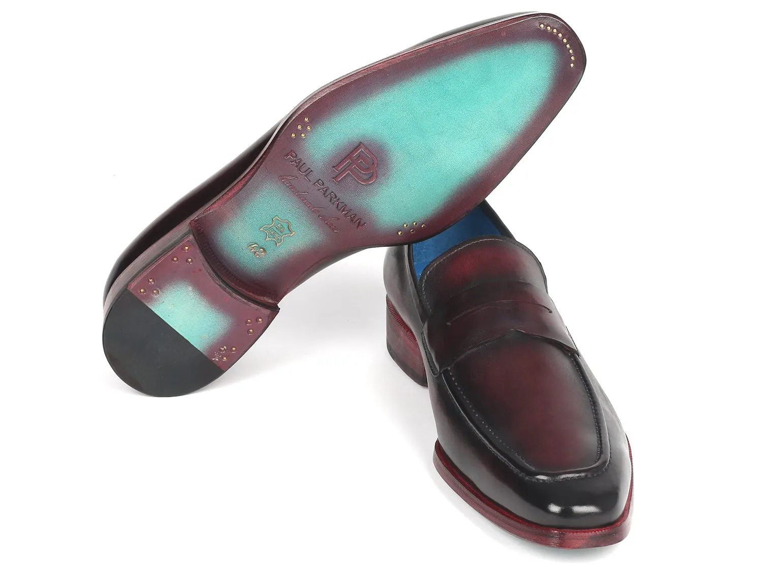 Paul Parkman Men's Burnished Penny Loafers in Purple