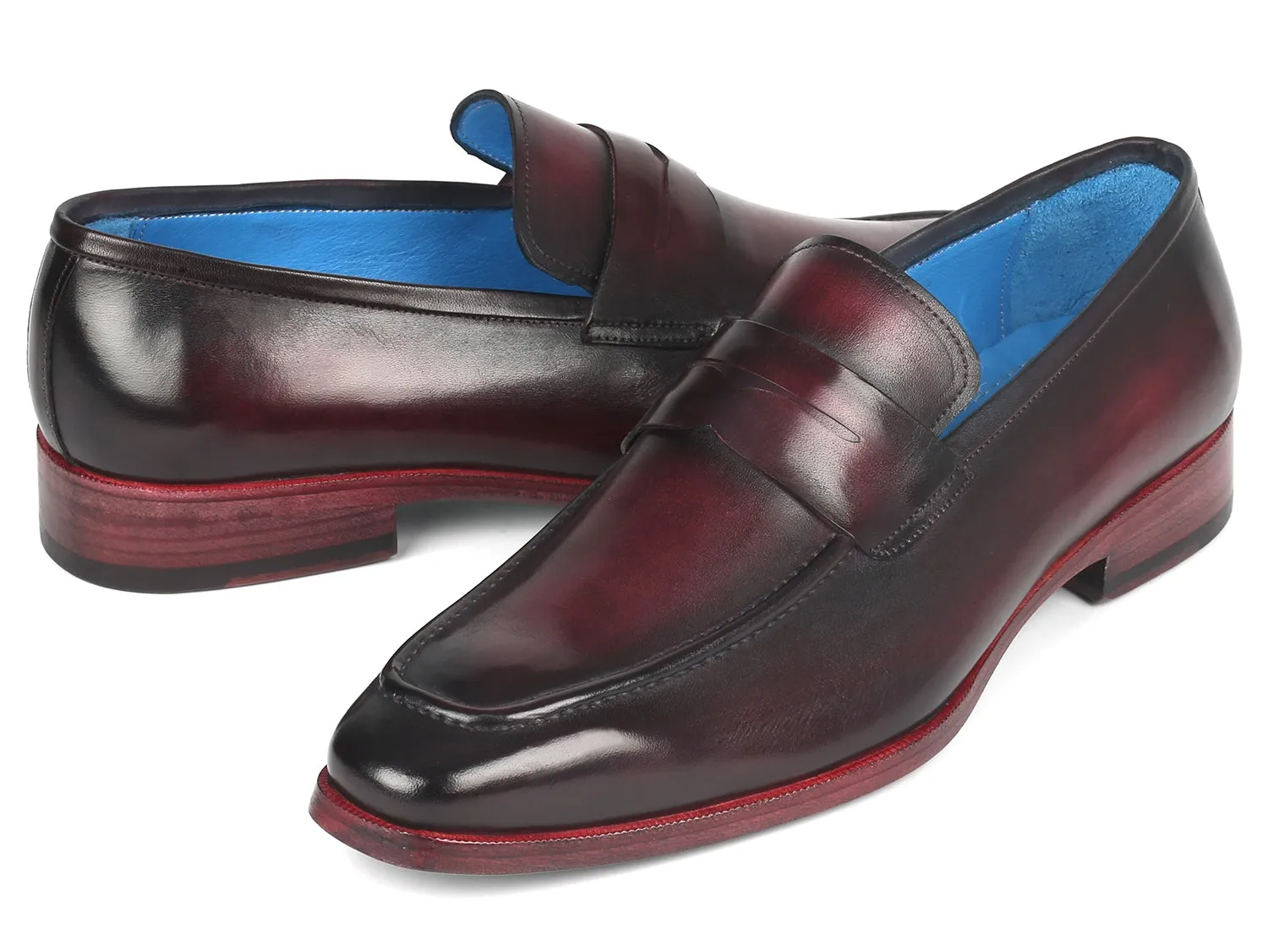 Paul Parkman Men's Burnished Penny Loafers in Purple