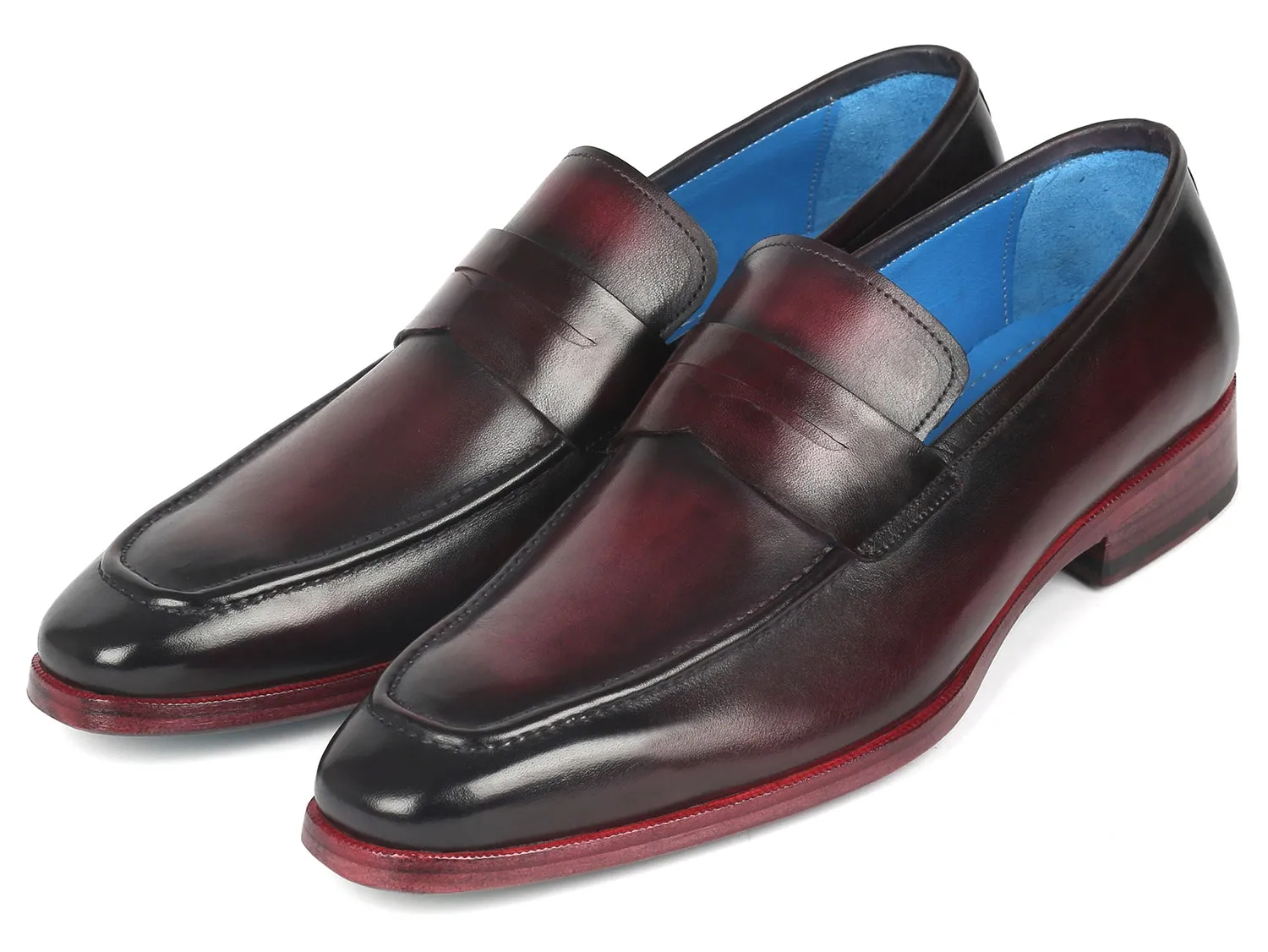 Paul Parkman Men's Burnished Penny Loafers in Purple