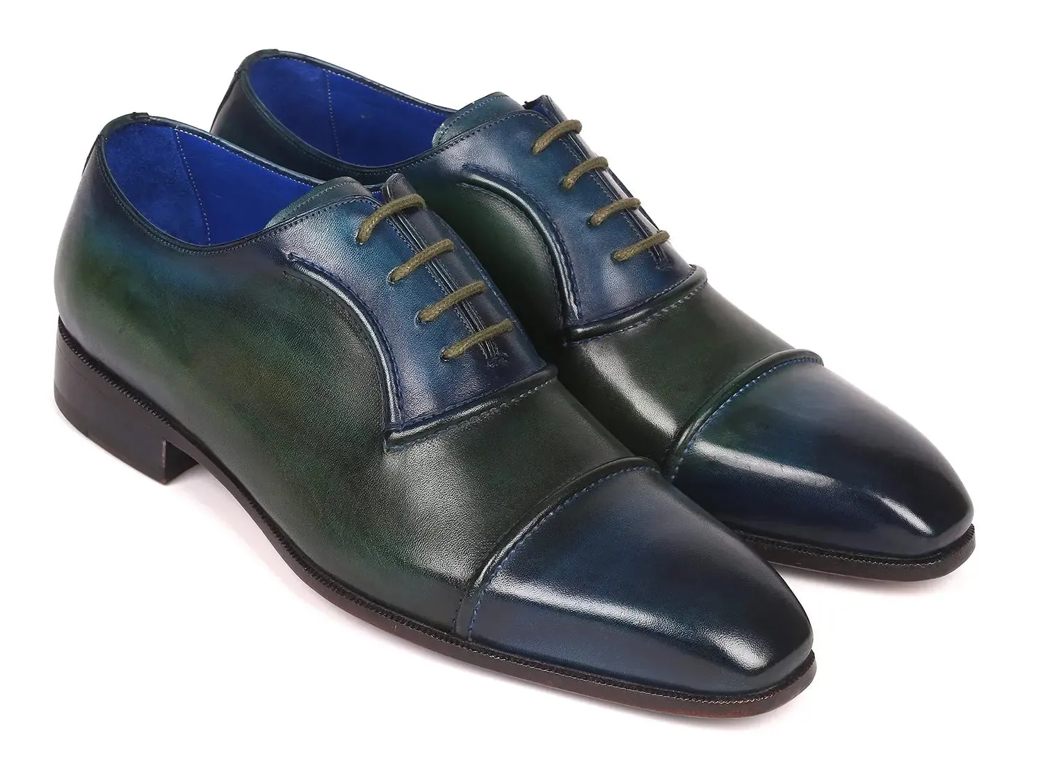 Paul Parkman Men's Cap-Toe Oxfords in Blue & Green