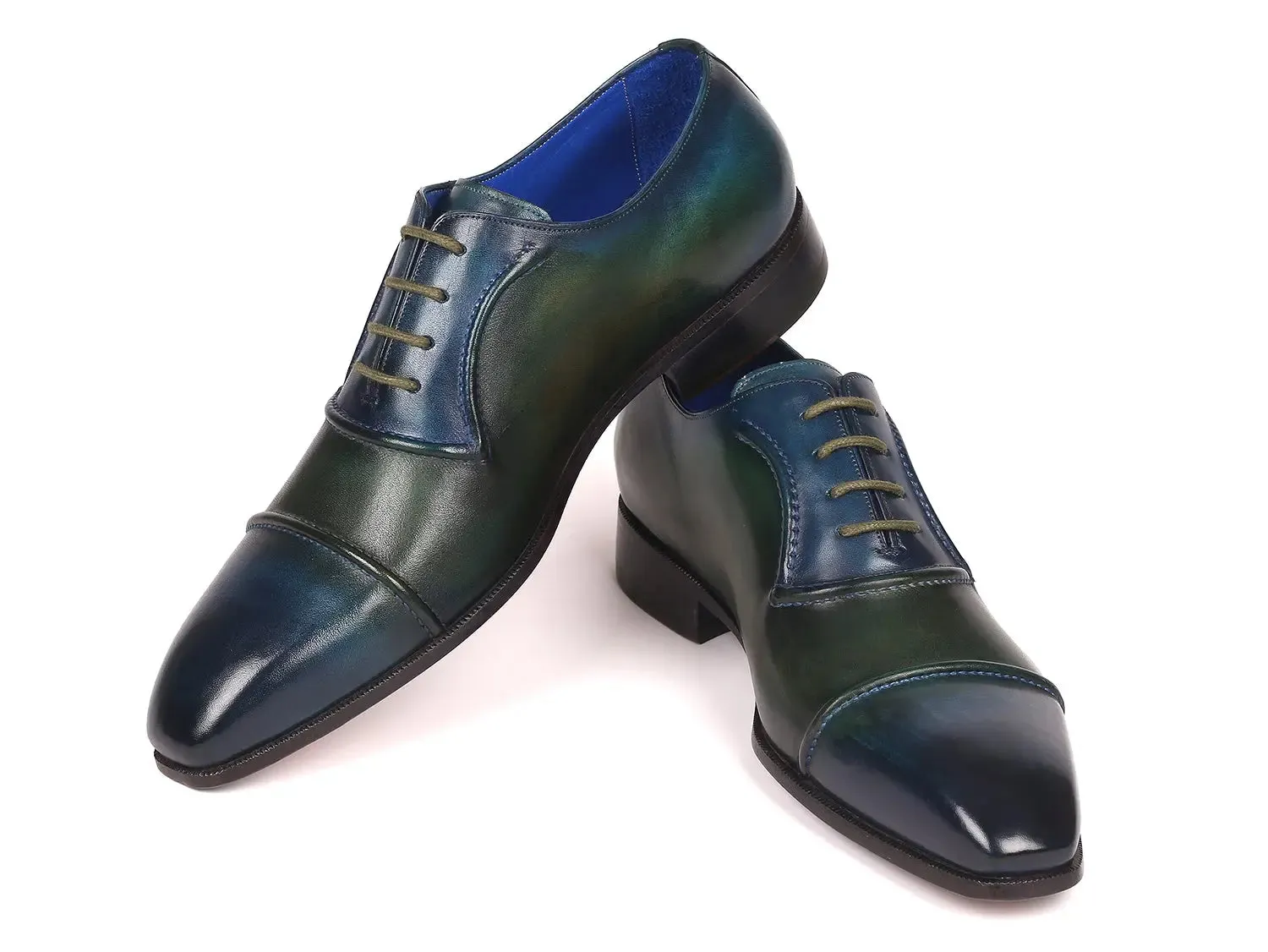 Paul Parkman Men's Cap-Toe Oxfords in Blue & Green