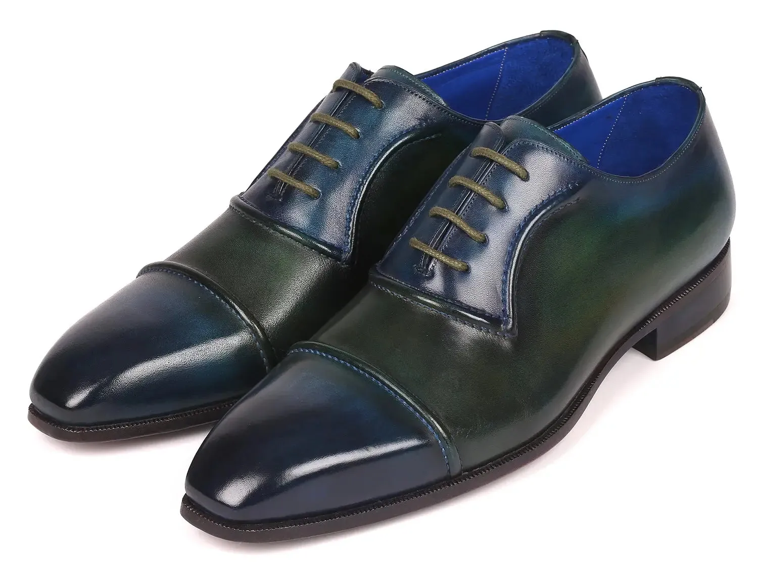 Paul Parkman Men's Cap-Toe Oxfords in Blue & Green