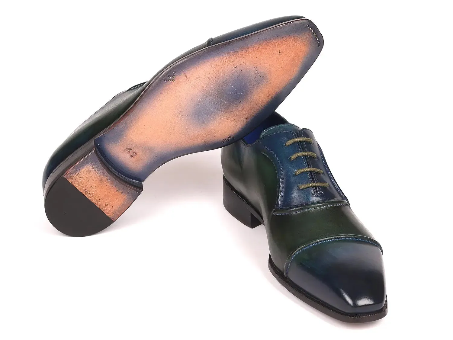 Paul Parkman Men's Cap-Toe Oxfords in Blue & Green
