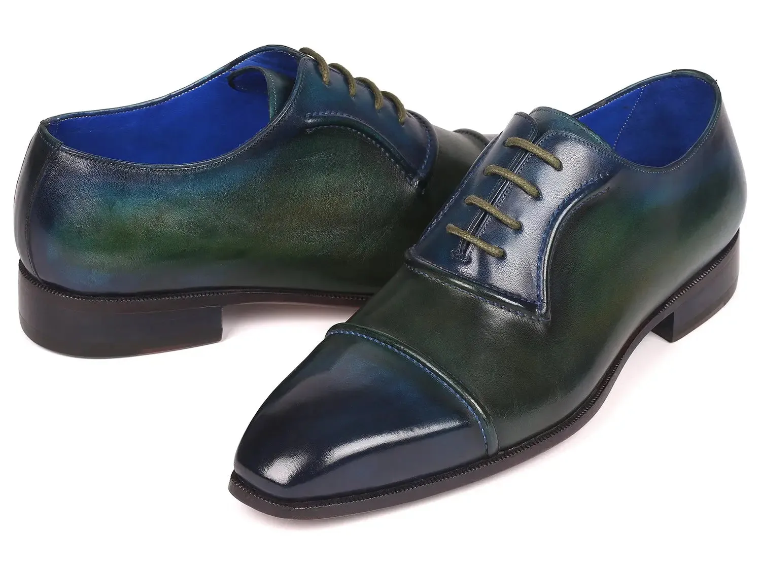 Paul Parkman Men's Cap-Toe Oxfords in Blue & Green