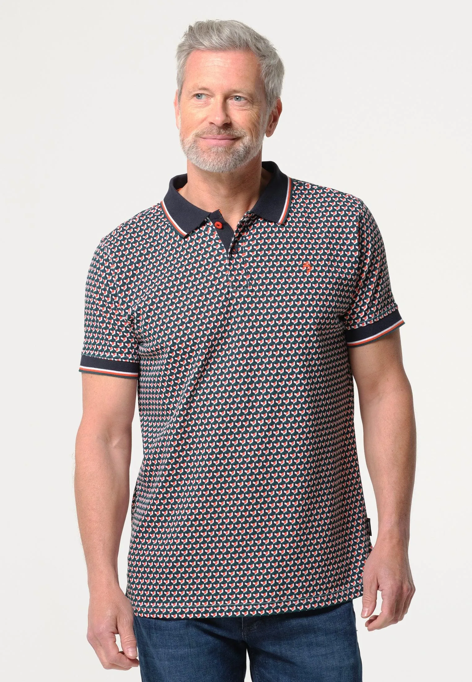 Polo homme motif géométrique