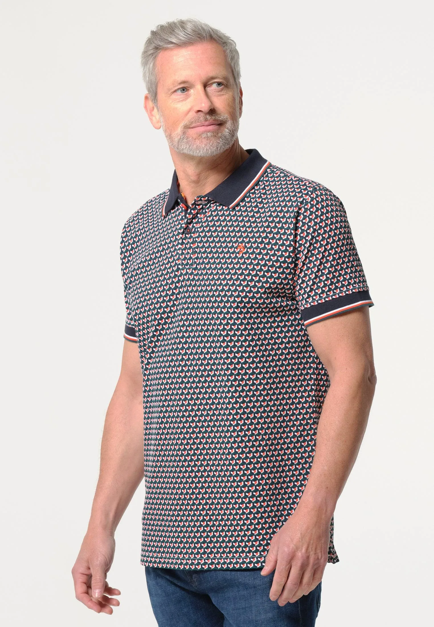 Polo homme motif géométrique