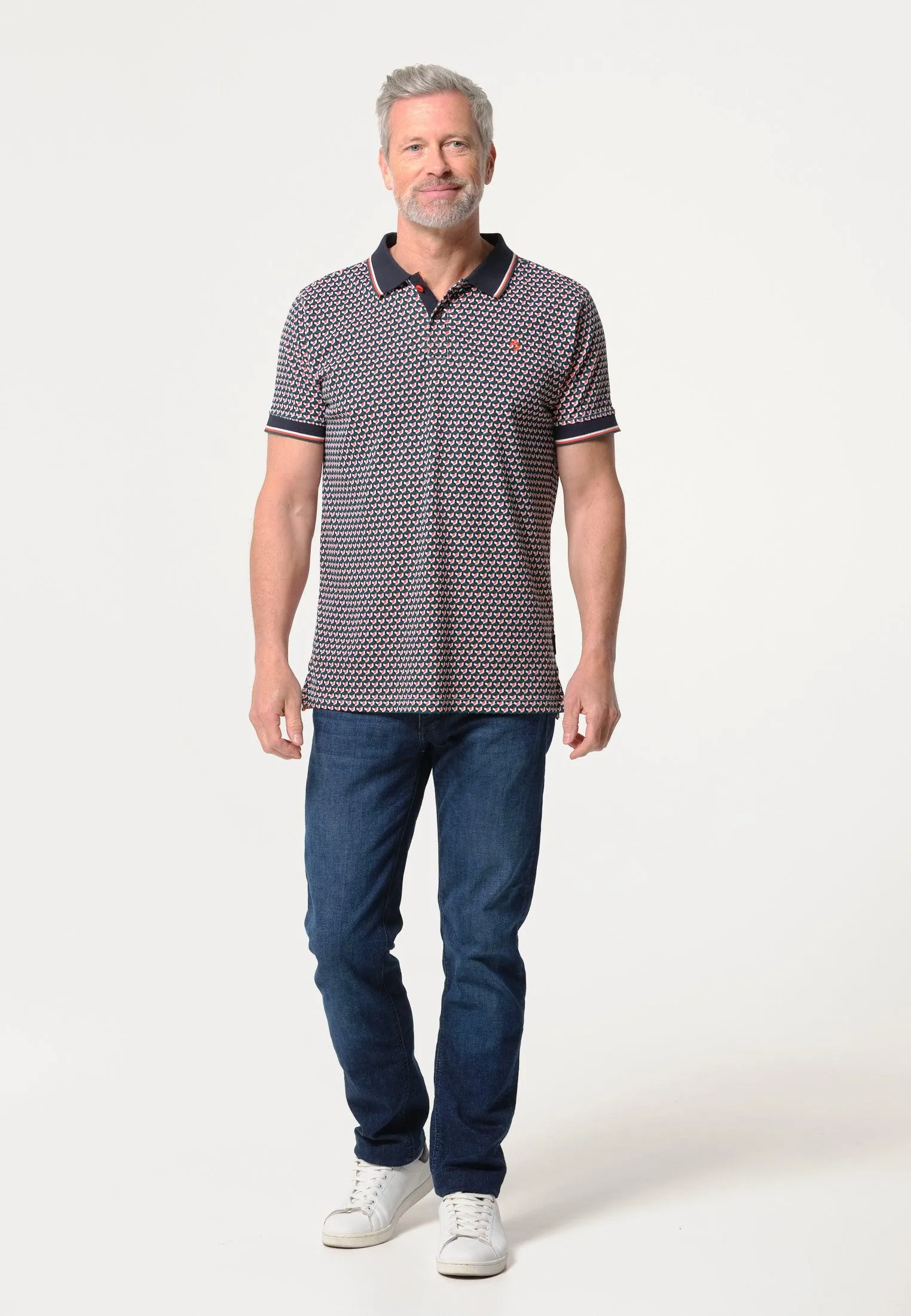 Polo homme motif géométrique