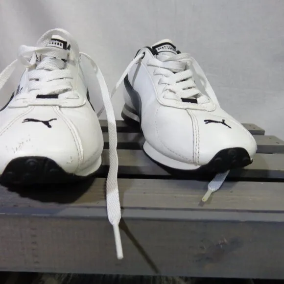Puma Size 7.5 Men 9 Women White w/ Black Detail Old School Tennis Shoes