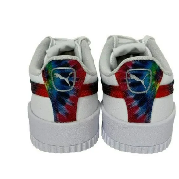 Puma White Carina Tie Dye Big Kids Soft Foam Athletic Shoes Junior Size 4C