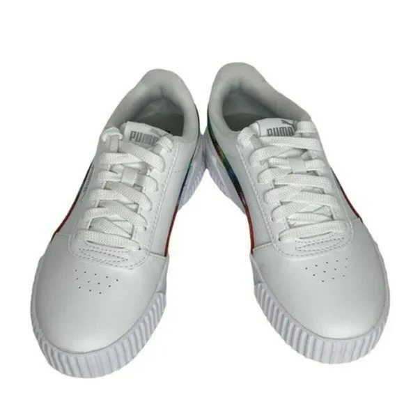 Puma White Carina Tie Dye Big Kids Soft Foam Athletic Shoes Junior Size 4C