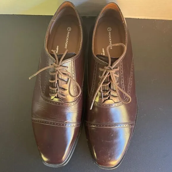 Rockport Classic‎ Cap Toe Oxford Dress Shoes Brown Leather Formal Business