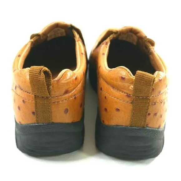 Roper Performance Ostrich Print Full Grain Leather Slip On Shoes Womens US 7.5
