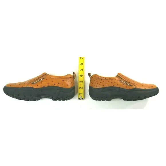 Roper Performance Ostrich Print Full Grain Leather Slip On Shoes Womens US 7.5