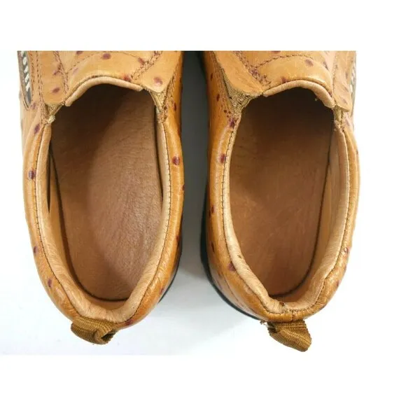 Roper Performance Ostrich Print Full Grain Leather Slip On Shoes Womens US 7.5