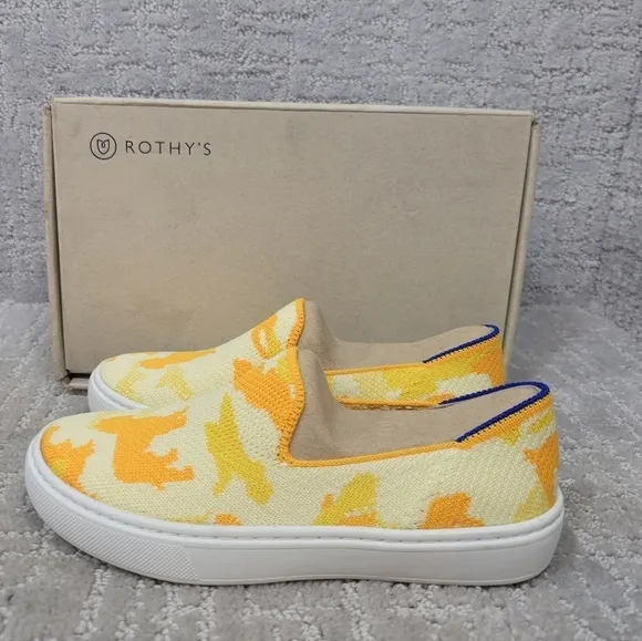 Rothy's The Kids Sneaker Yellow Puppy Camo Shoes Size US 10, 11, 12, 13, 1,4