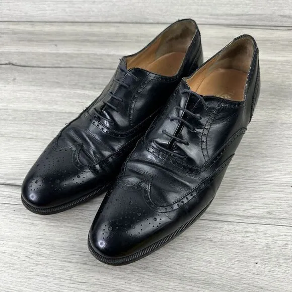 Salvatore‎ Ferragamo Wingtip Oxford Dress Shoes Black Leather Men's Size 11 A*