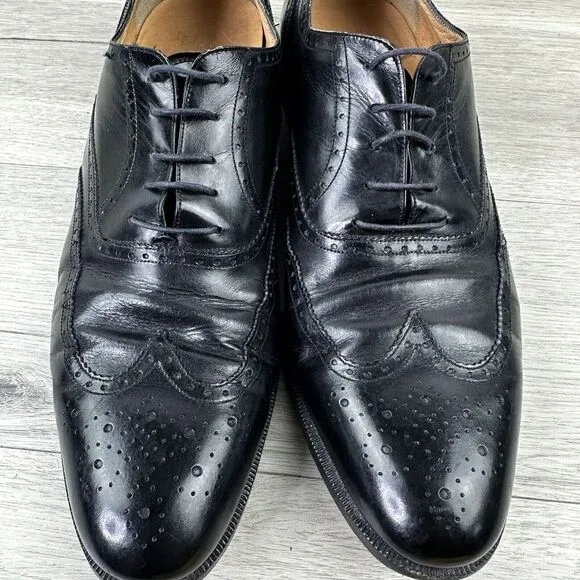 Salvatore‎ Ferragamo Wingtip Oxford Dress Shoes Black Leather Men's Size 11 A*