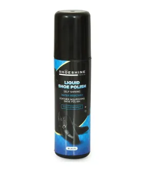 SHOESHINE Liquid shoe polish (Black) - sponge top for leather boots, formal and dress shoes