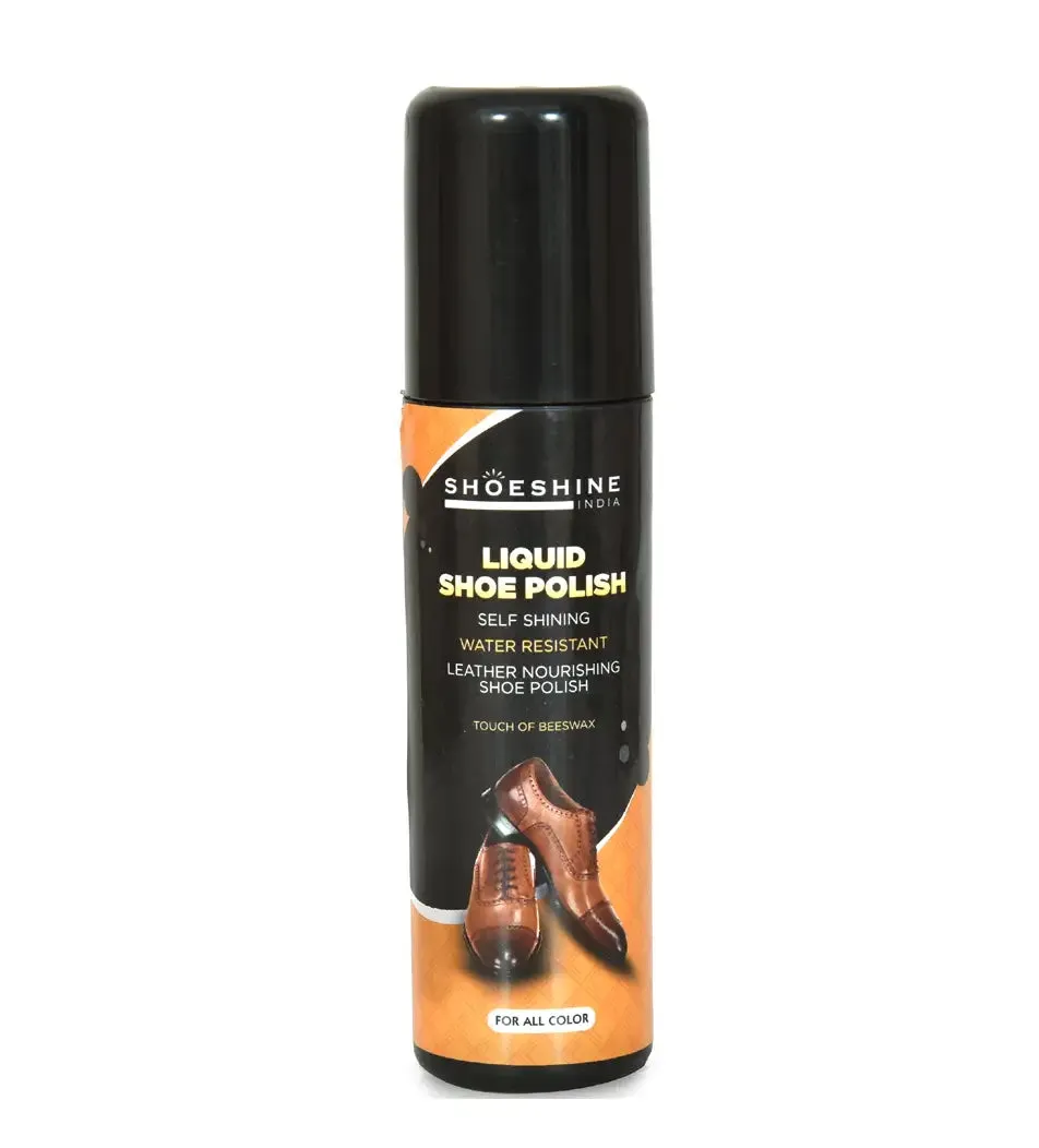 SHOESHINE Liquid shoe polish (Black) - sponge top for leather boots, formal and dress shoes