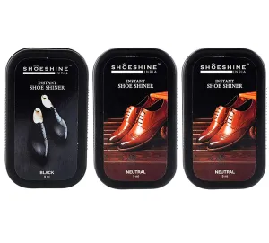 SHOESHINE shoe shiner 2 Neutral   1 Black (Pack of 3) - instant shoe shine sponge