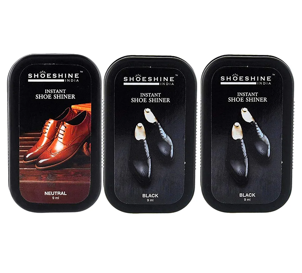 SHOESHINE shoe shiner 2 Neutral   1 Black (Pack of 3) - instant shoe shine sponge