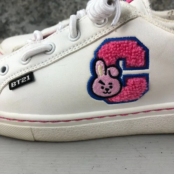 Skechers BT21 Women's Size 7 White Pink Cooky BTS Jungkook Sneakers 155290