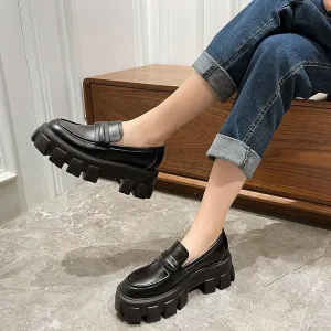 slip-on loafers fashion small leather shoes women