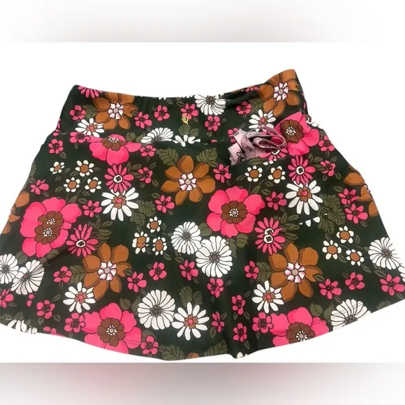 Smith &amp; Quinn Flounce Skort Sz M Green Floral Golf Tennis Stretch Like New Skirt