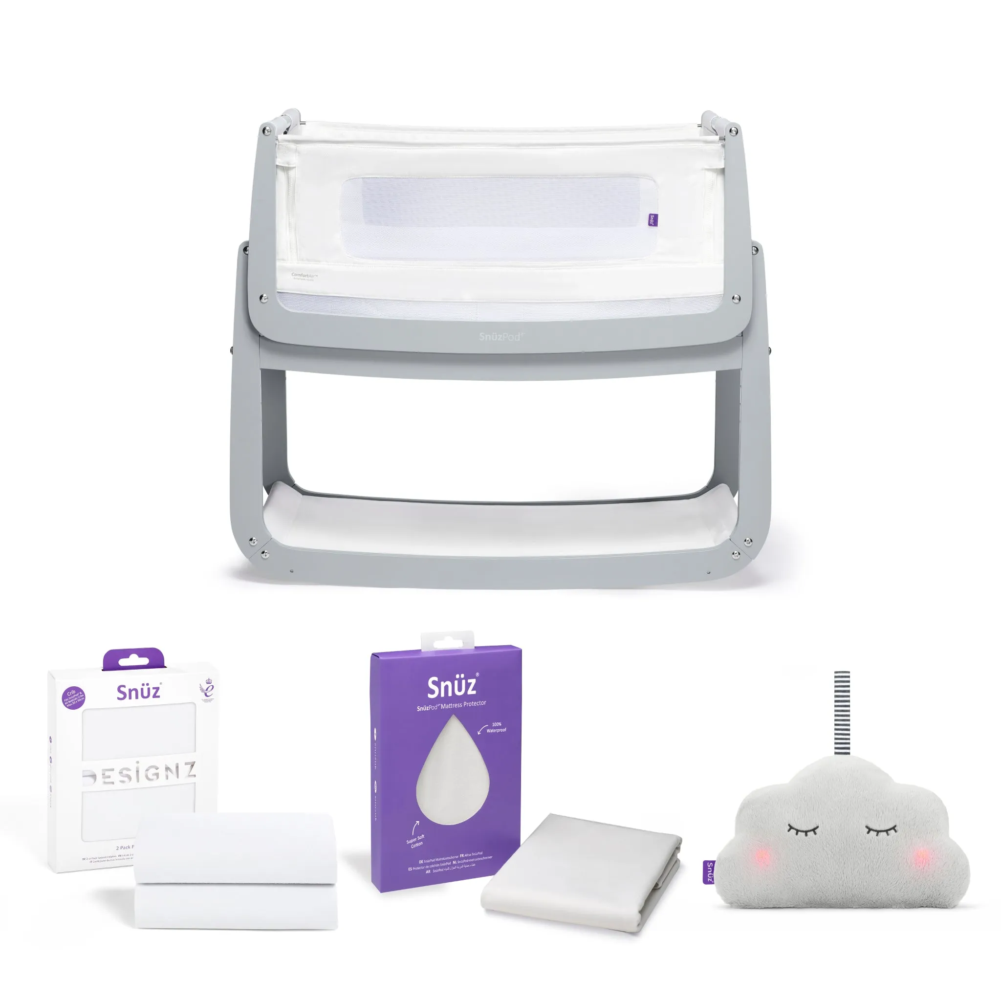SnuzPod 4 Bedside Crib Starter Bundle - Dove