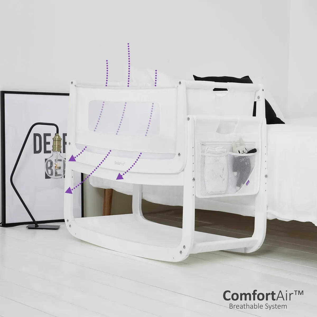 SnuzPod 4 Bedside Crib - White