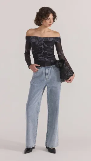 Staple The Label Aura Mesh Off Shoulder Top - Abstract