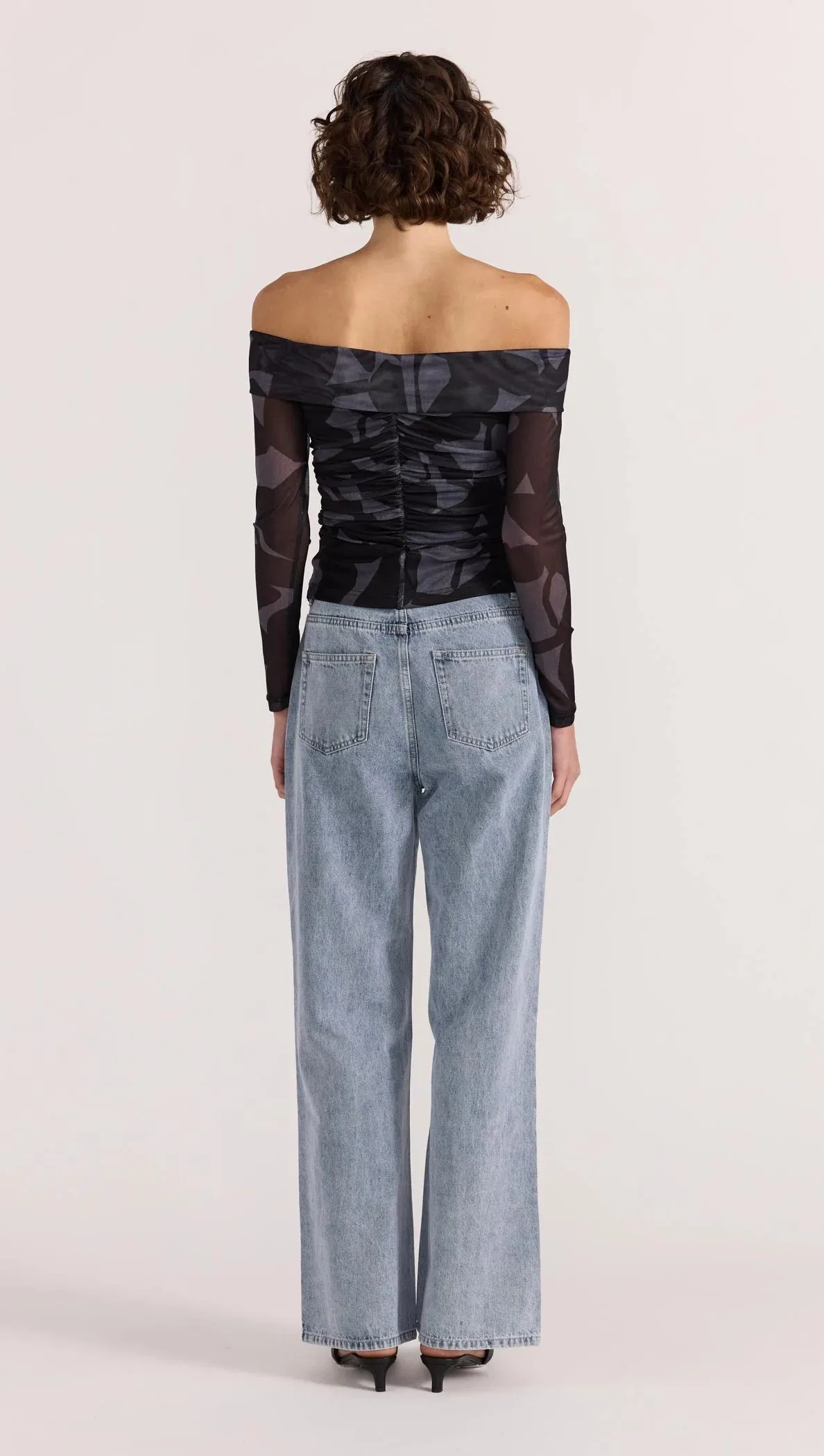 Staple The Label Aura Mesh Off Shoulder Top - Abstract
