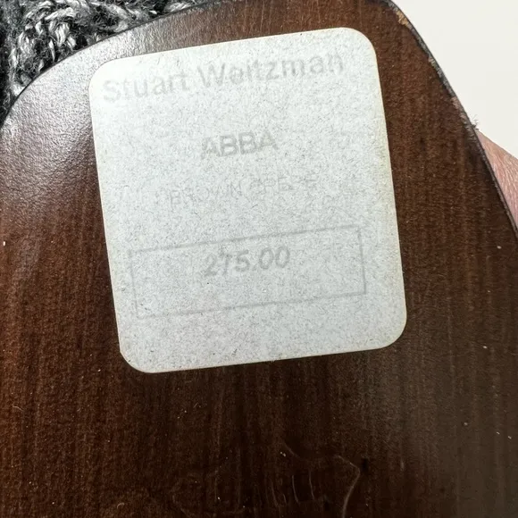 STUART WEITZMAN ABBA Heels Shoes Toirtoiseshell Leather Open Toe Brown Classic 6