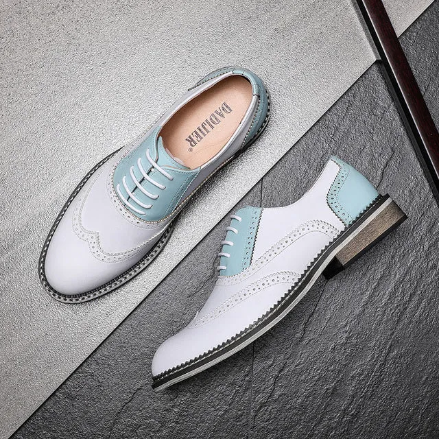 Trendy Real Leather Shoes Pink Color Oxfords
