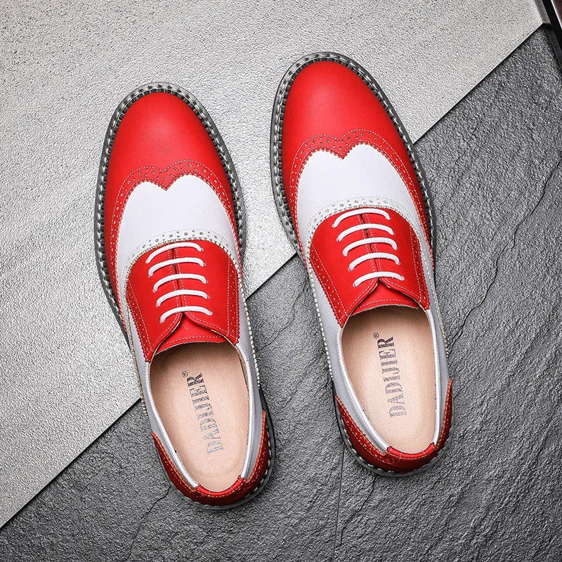 Trendy Real Leather Shoes Pink Color Oxfords
