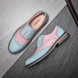 Trendy Real Leather Shoes Pink Color Oxfords