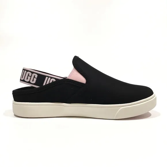 UGG Aivey Sneaker Sandal Slip On -Black / Pink Leather -Big Kids US 3 -NEW