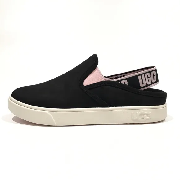 UGG Aivey Sneaker Sandal Slip On -Black / Pink Leather -Big Kids US 3 -NEW