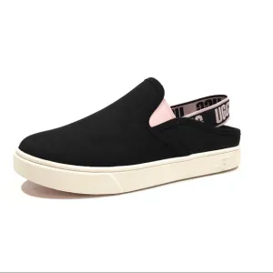 UGG Aivey Sneaker Sandal Slip On -Black / Pink Leather -Big Kids US 3 -NEW