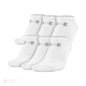 Under Armour Charged Cotton No Show White Performance Socks - 6 Pack