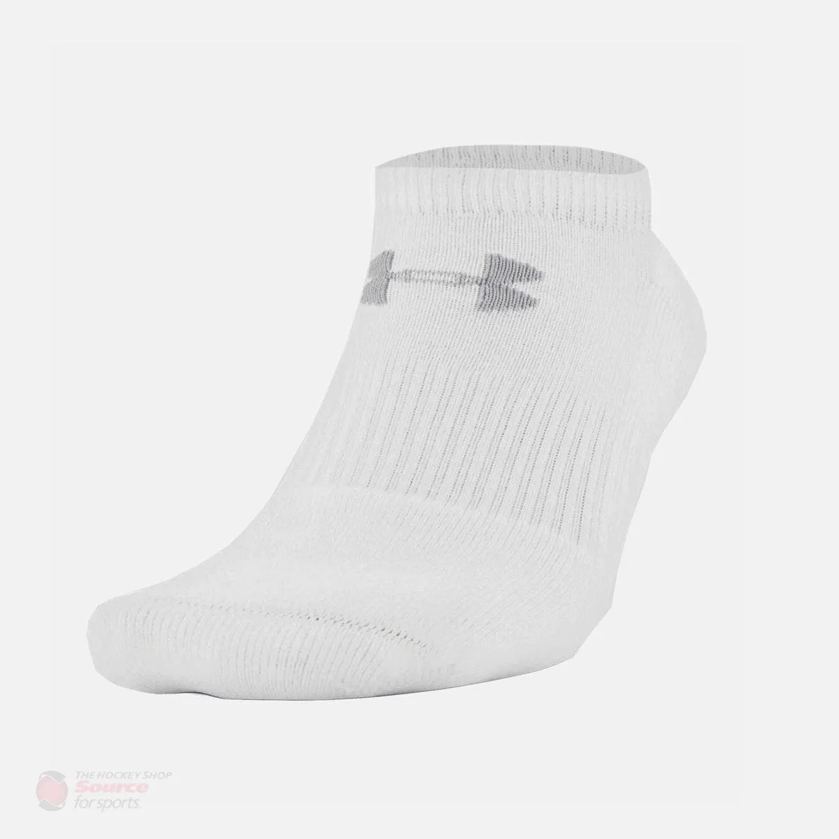 Under Armour Charged Cotton No Show White Performance Socks - 6 Pack